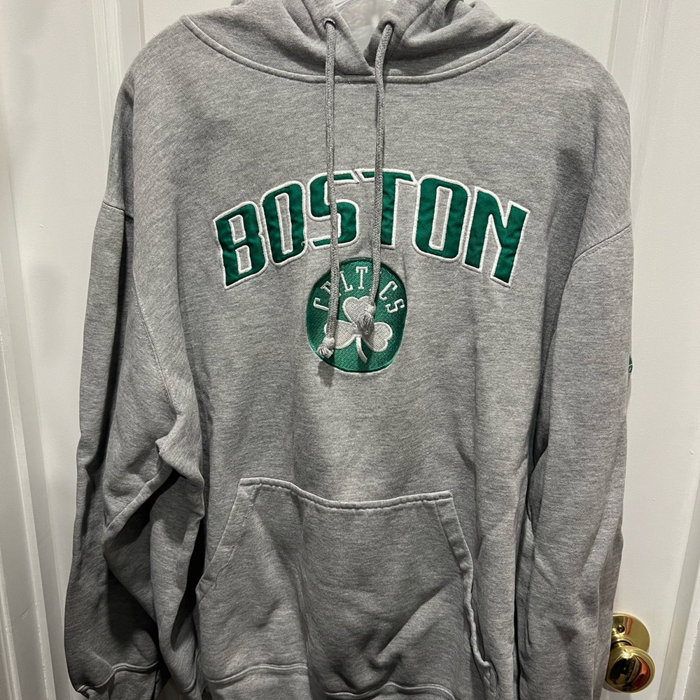 Adidas Gray and Green Celtics Sweater